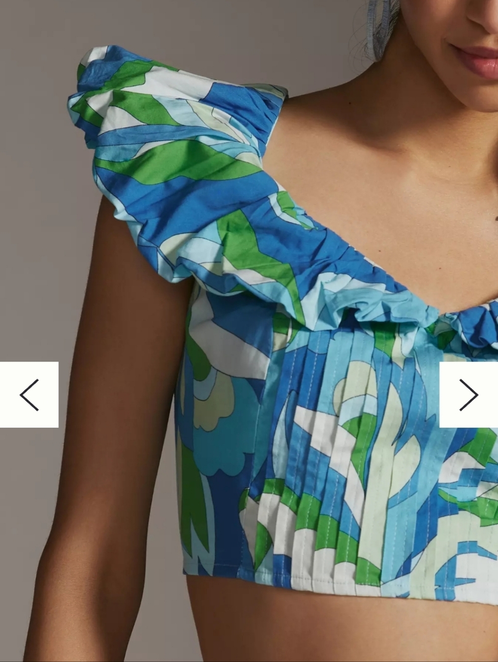 NWT Anthropologie Maeve Floral Puff-Sleeve Cropped Blouse Size XL - Picture 3 of 9